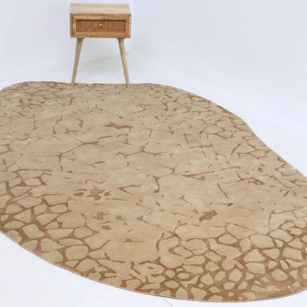 Elegant custom handmade rug with geometric patterns, crafted from natural fibers by Ramsha Carpets