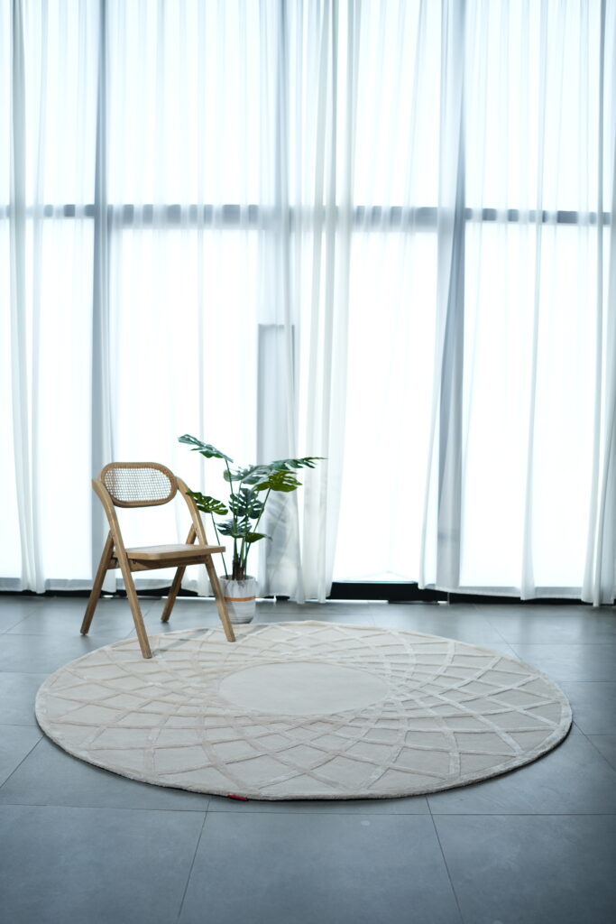 Global Rug Styles Custom rug made with textured layers and rich tones for a bold interior statement