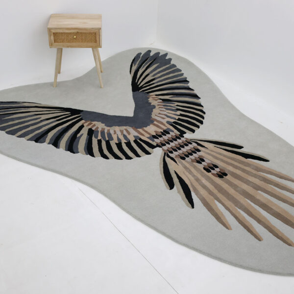 Custom artisanal blend rug handcrafted by Ramsha Carpets, featuring mixed fibers and rich textures for refined interior décor. Handwoven wool carpet UAE