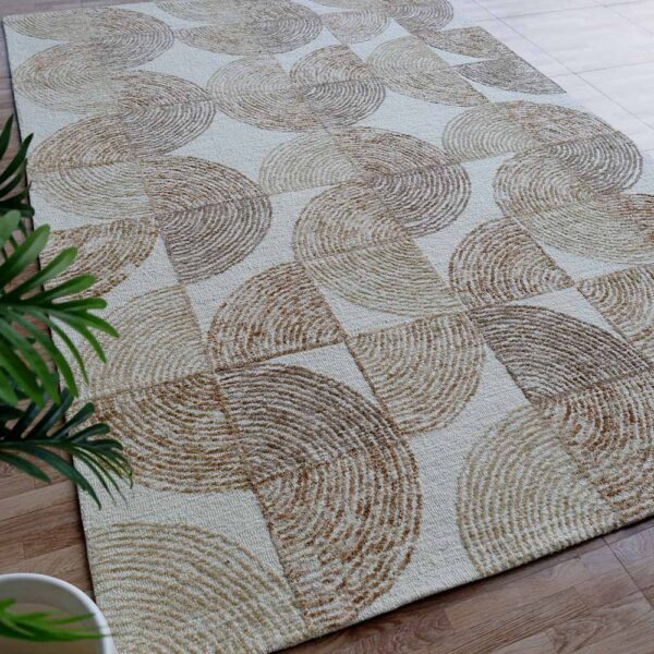 Exquisite custom-made rug by Ramsha Carpets showcasing intricate hand-tufted design and rich textures for bespoke home décor.