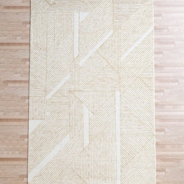 Custom minimalist rug with subtle textures and clean design, handcrafted by Ramsha Carpets.