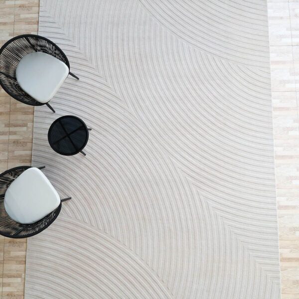 Custom contemporary designer rug with artistic detailing, handcrafted by Ramsha Carpets for modern interiors.