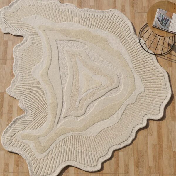 Custom contemporary rug with subtle modern textures and neutral tones, handcrafted by Ramsha Carpets.