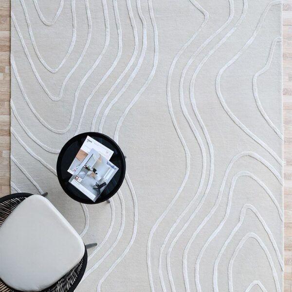 Custom modern minimalist rug handcrafted by Ramsha Carpets, featuring clean design and high-quality materials for contemporary interiors.