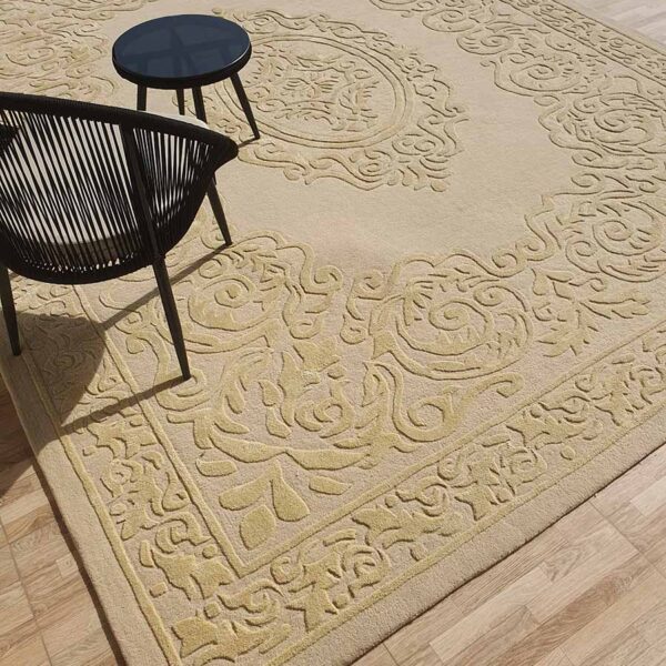 Handmade shaped rug Dubai,Artisanal curved rug UAE,Custom-shaped wool carpet Sculptural handmade floor art,Unique rugs for Dubai homes,Designer rugs UAE Eco-friendly rugs Dubai Organic-shaped area rugs Boho modern interior décor,Luxury rug delivery in UAE