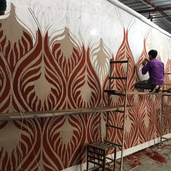 Custom rug with vintage-inspired motifs and a distressed finish for timeless interiors