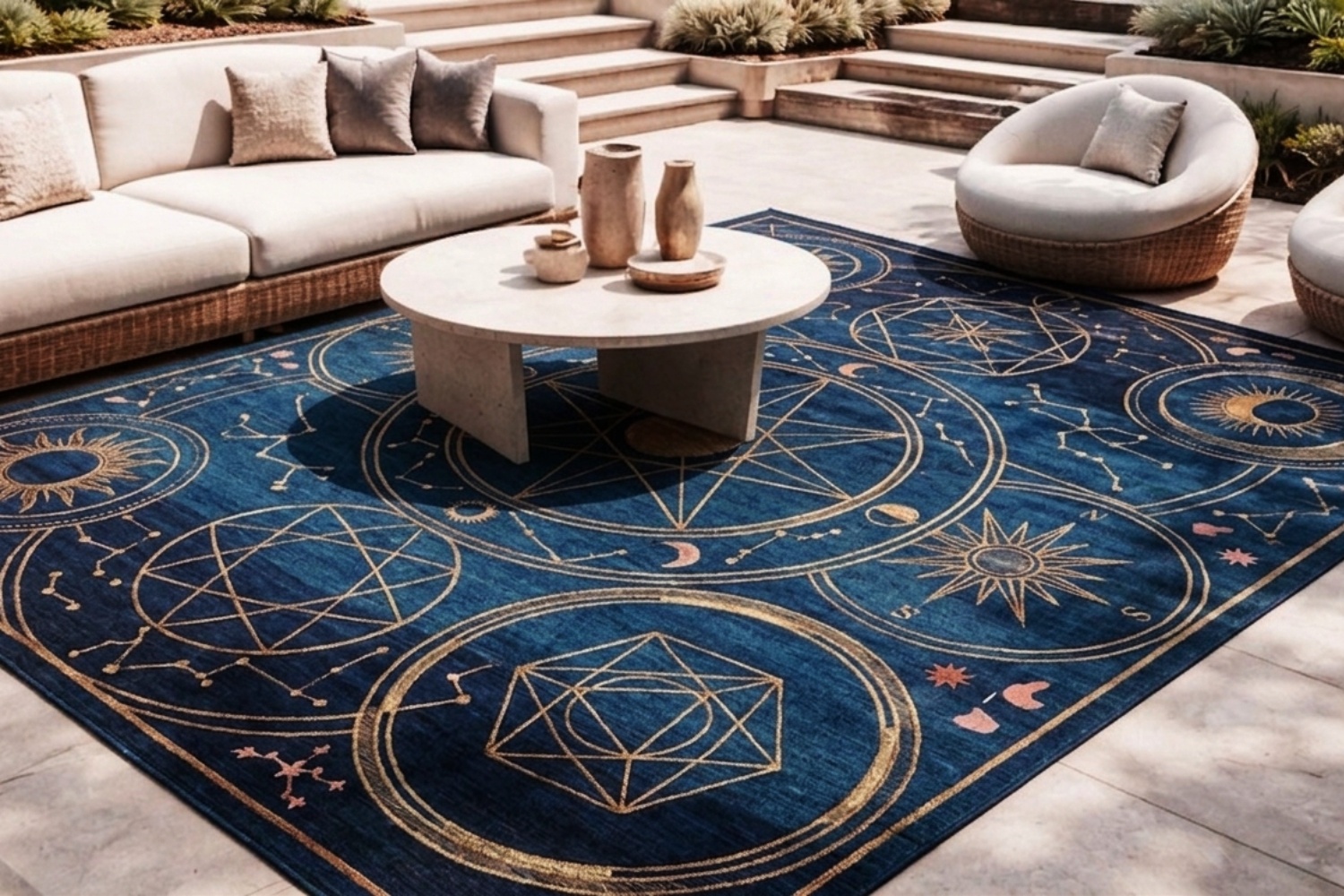 vintage rugs vs contemporary rugs in a modern living room comparison