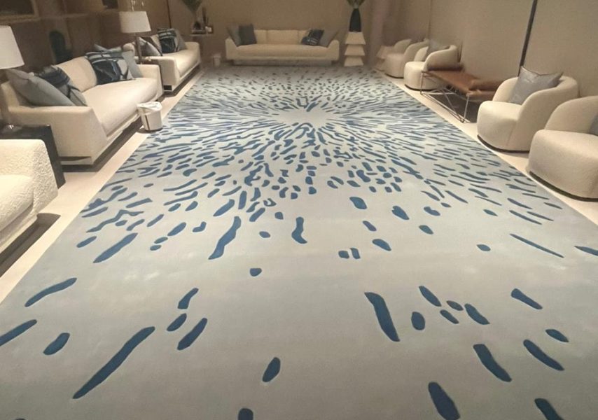 Custom rug crafted with detailed weaving and earthy colors for warm interiors